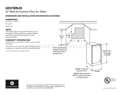 GE UCC15NJII Quick Specs