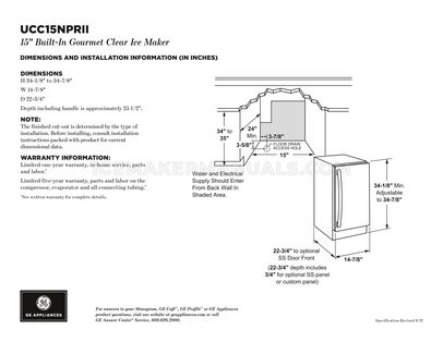 GE UCC15NPRII Spec Sheet