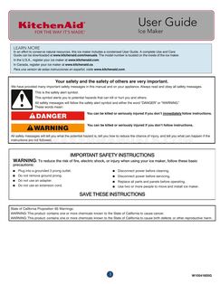 KitchenAid KUIX305ESS User Guide