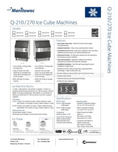 Manitowoc QD0212A Specifications Sheet