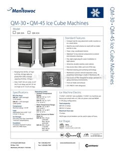Manitowoc QM30A Specifications Sheet