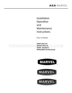 Marvel 30IMTSSFR Installation Operation and Maintenance Instructions
