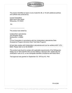 Marvel ML15CRP1XP Compliance