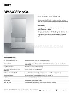 Summit BIM24OSBASE34 Spec Sheet