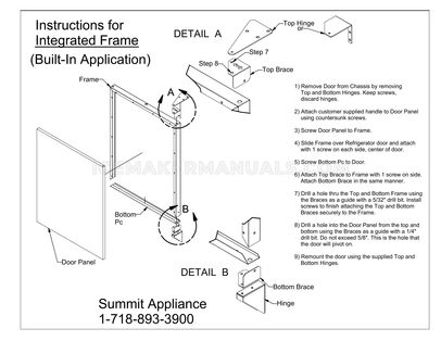 Summit BIM44GIFADARH Instructions for Integrated Frame