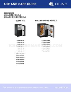 U-Line U-CLR2160B-00 Use and Care Guide