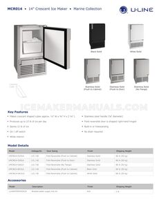 U-Line UMCR014SD01A Spec Sheet