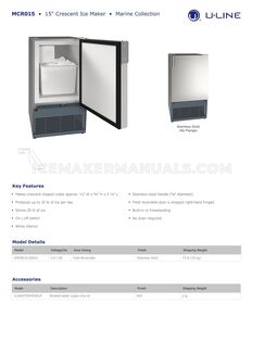 U-Line UMCR015SS01A Spec Sheet