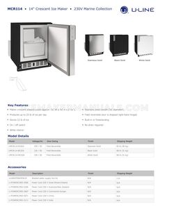 U-Line UMCR114WC02A Spec Sheet