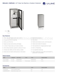 U-Line UOCL115SS01B Spec Sheet
