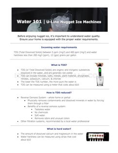 U-Line UONP115SS01B Water Requirements