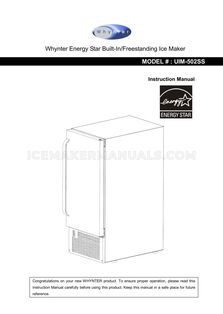 Whynter UIM502SS User Manual